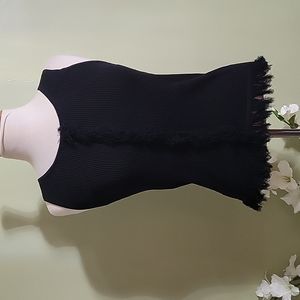 NWOT Derek Lam Black Fringe Knit Tank Size Medium